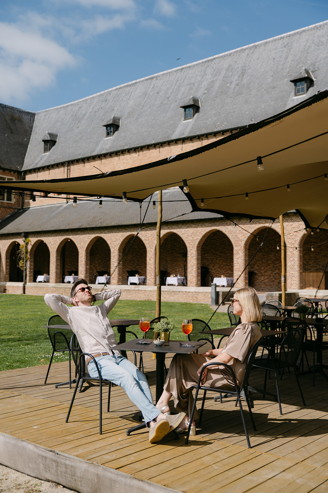 Aperitif on the terrace of Priorij Corsendonk