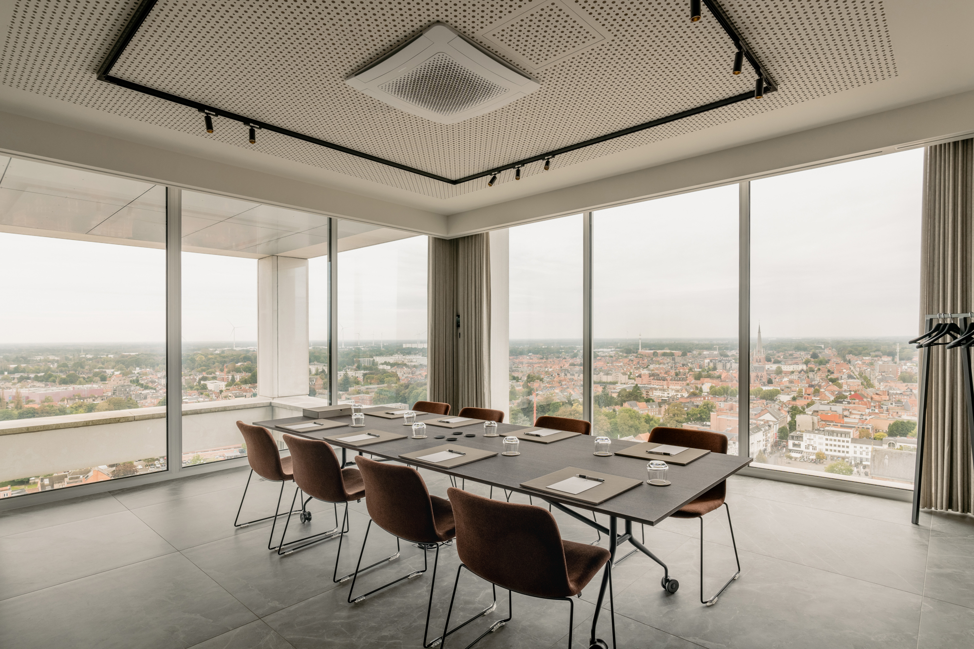 Boardroom at Sky Venue with floor-to-ceiling windows over the city