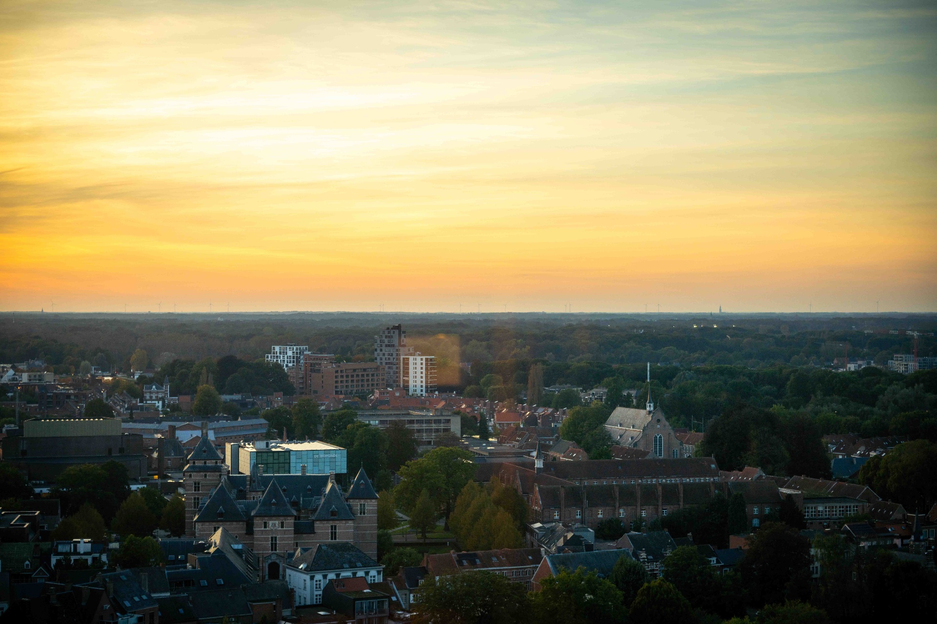 Sunset over Turnhout seen from Sky Venue