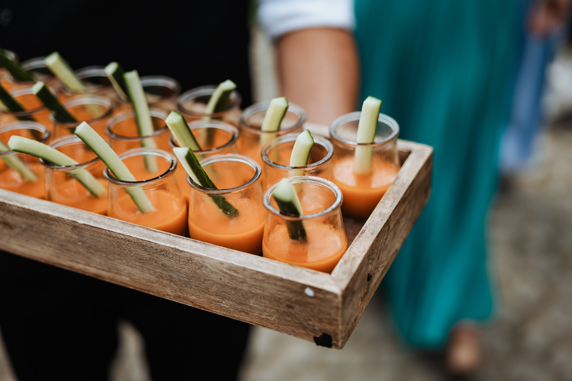 Appetizers on wooden tray
